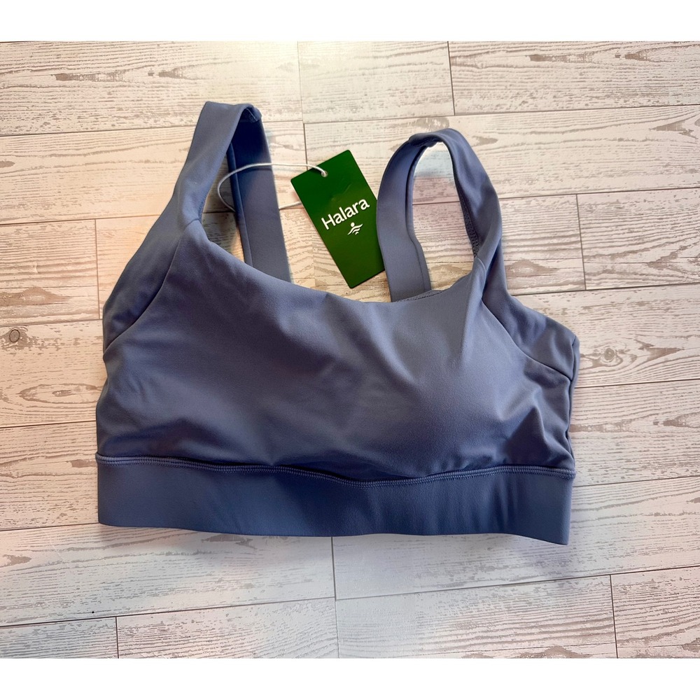 Halara Sports Bra Women Medium Blue NWT Twist Back High Impact Support 02526285